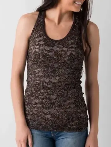 BKE Boutique Brown & Copper Lace/Sequins Tank M