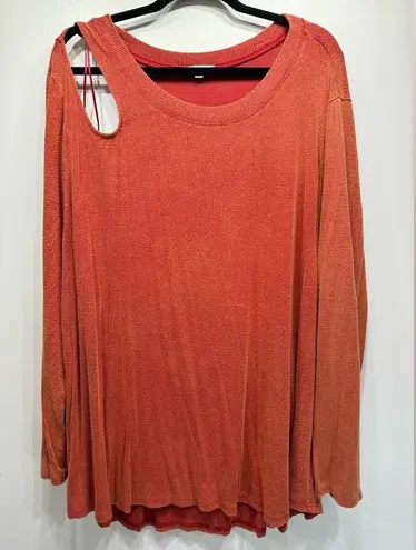 White Birch NEW Rust Orange Asymmetric Tunic with Shoulder Cutout Size 3XL