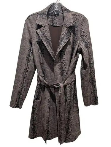 Love Token Snakeskin Print Tie Jacket Brown Size Small