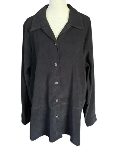cj banks C.J. Banks black button down collared long sleeve jacket top women's size 16W