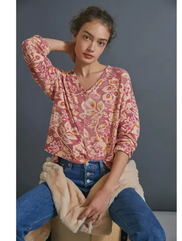 Pilcro Anthropologie Moira Pullover Thermal Pullover Small Women’s Red Motif