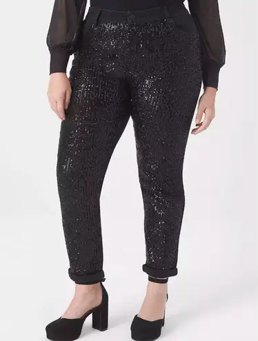 Lane Bryant NWOT  Signature Fit Boyfriend Jean - Black With Sequins SZ-20