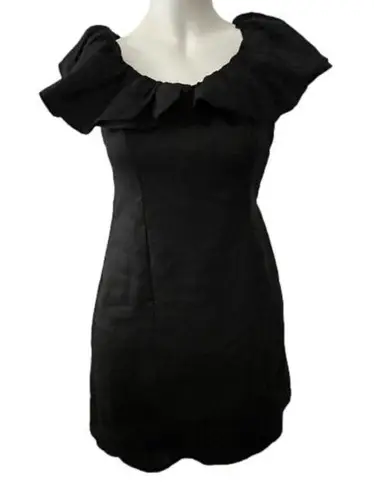 Dissh NWT ISABELLE Black ruffle on off the shoulder linen mini dress size 2