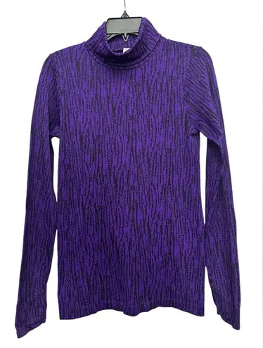 Athleta  Flurry Elemental Turtleneck Size Small Purple Black Long Sleeve Layering