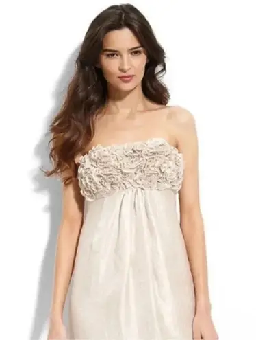 Alexia Admor | Metallic Champagne Rosette Hammered Satin Formal Dress Size XS