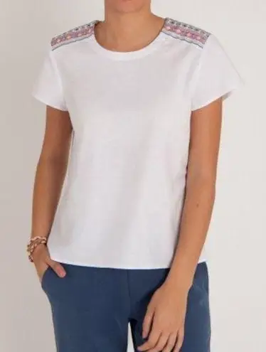 NWT Sherpa Kiran Embroidery Button Back Top Hemp Tencel Size M