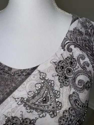 Robin-K Burnout Print Sleeveless Top Size L Made in USA Vintage Y2K Style