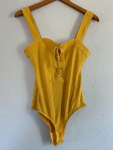 Capulet  Mustard Yellow Tie Up Tank Top Bodysuit Fall Party Casual  Small