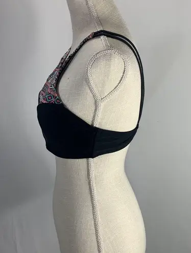 Trillium Halter Neck Black Geometric Tribal Print Swim Bikini Top Size Large