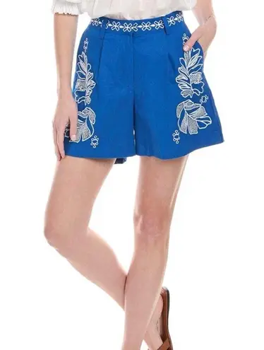 Johnny Was Jenah High Waist Blue and White Shorts NEW