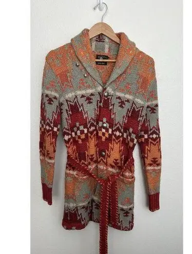 RRL Ralph Lauren Hand Knit Ranch Cardigan Sweater Aztec Gray Women's Size S 2