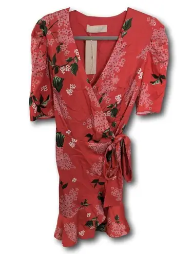 Keepsake The Label Women's This Moment Short Sleeve Ruffle Mini Wrap Dress M NWT Red Size M