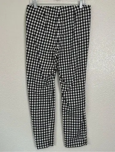 J. Jill Essential Cotton Stretch Gingham Pull On Pants, Size 8 Black