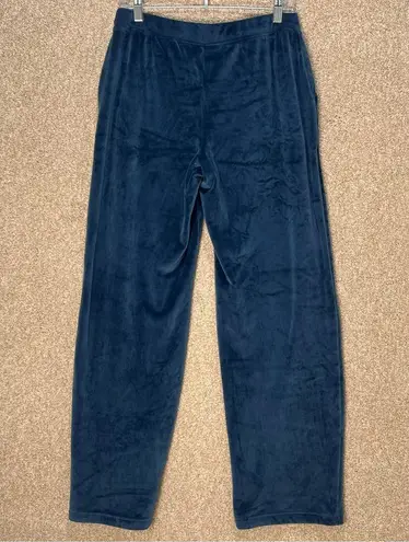 Imperfect Natori lounge pants velour track suit pants pockets drawstrings sz med Blue