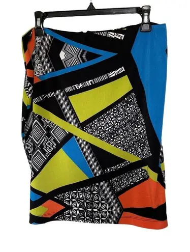 Kelly & Diane Skirt Womens Size 12 Multi Colorblock Abstract Bold Statement Black