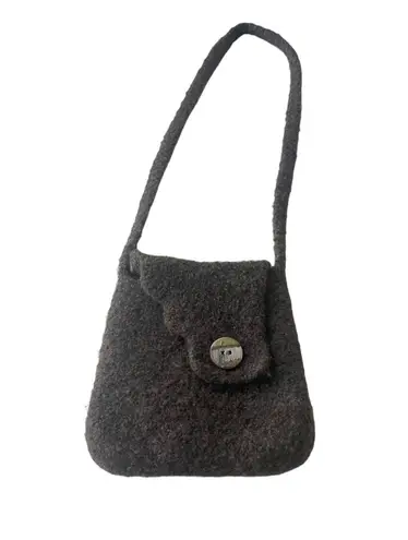 Grey Wool Hippie Boho Outdoor Side Shoulder Purse Bag Gray