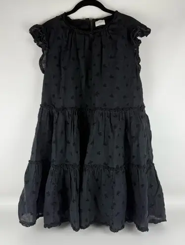 Wilfred Black Embroidered Tiered Midi Dress (M)