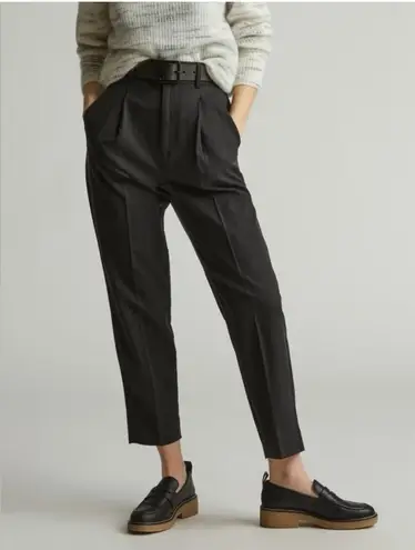 Everlane The Way High Tencel Tapered High Rise Pleated Trouser Pants Black