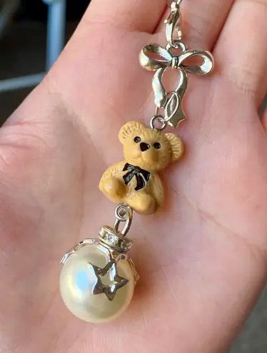 Handmade cute y2k retro teddy bear phone charm/bag accessory/car display/strap🧸🩵