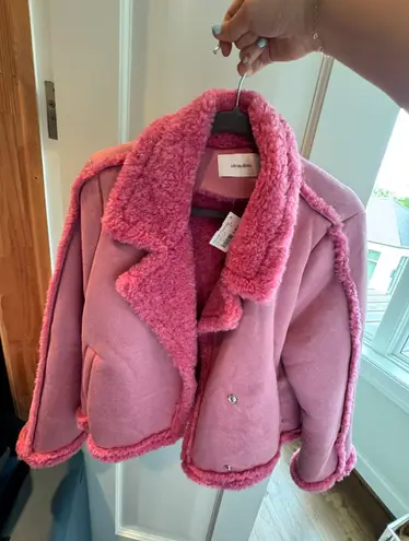 idem Ditto Pink Faux Fur/Suede Coat 