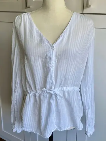 Bella Dahl Women's Tie-Waist Button-Up Blouse White Size M Lightweight