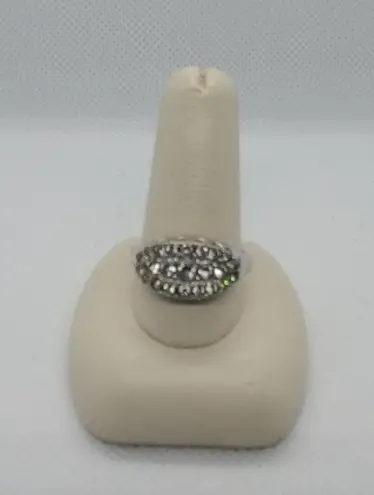 Rhodium Electra Stamped CZ Ring Silver