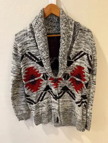 Lucca Couture Aztec Knit Shawl Collar Cardigan Sweater Women’s Small Boho