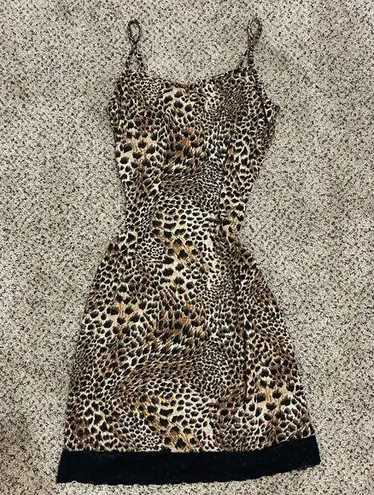 Leopard Print Dress with Black Trim Brown