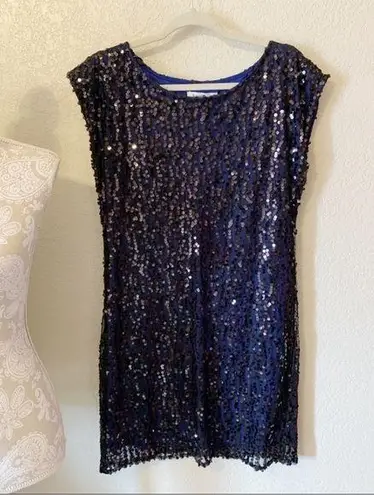 Laundry by Design Black and Blue Sequin Formal Shift Dress