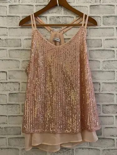 Grace Karin Women’s pink peachy sequin racerback tank top XL