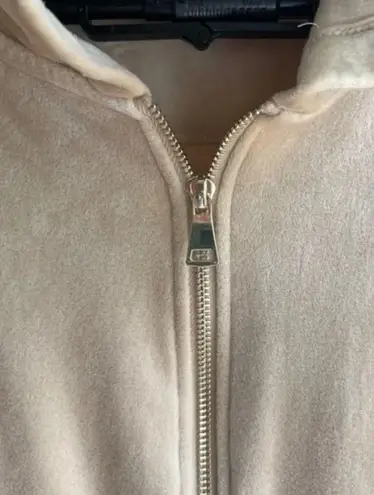 Magaschoni XL Hoodie Velvet Velour Teddy Zip Terry Jacket Taupe Beige Sweater