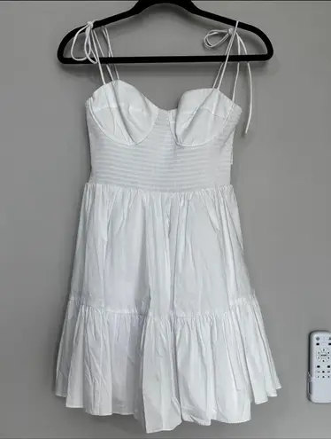 Staud Landry Smocked Bustier Minidress Size Medium White