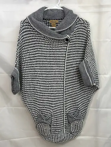 Peck & Peck Weekend women's black white thick knit metallic cowl neck sweater M