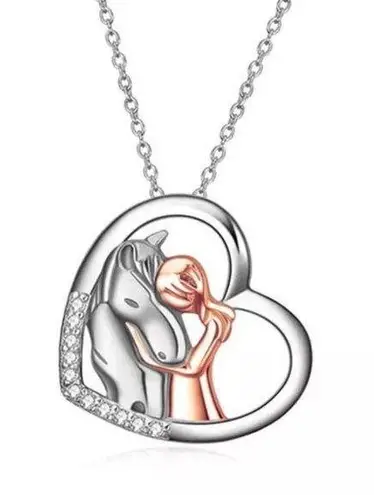 Boutique Horse Pendant Necklace Jewelry 925 Sterling Silver Heart Gifts for Women Girls