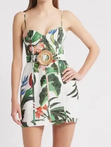 Farm Rio NWT Midnight Macaw Fiesta Off-White Sleeveless Flower Mini Dress