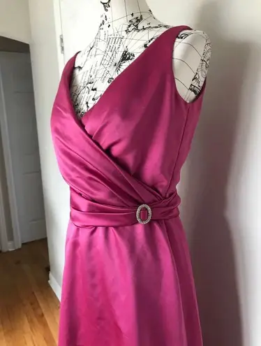 Jim Hjelm Occations Vintage Gown Fit Flare A-line Satin Wrap Draped Formal Evening Prom Colorful Coquette Retro Bright Slid Rockabilly Vintage Y2k