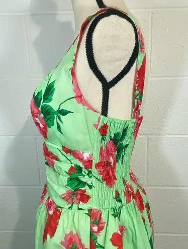 Voodoo Vixen Green & Red Floral Swing Dress