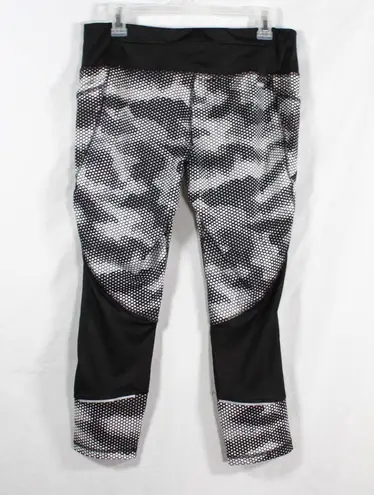 Camo Polka Dot Gray Black White Athletic Leggings Size M