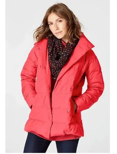 J.Jill  Chloe cozy down puffer coat with funnel neck coral jacket size XS