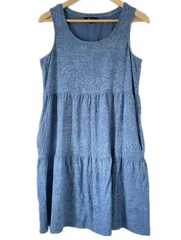 Frye  Tiered Dress Faded Bandana Blue Sleeveless Scoop Neck Women’s Size Medium M