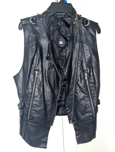 Leather Vest Black Size M