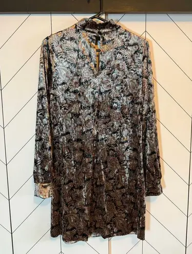 MELLODAY Womens XS Floral Paisley Velvet Long Sleeve Keyhole Cut Out Mini
dress