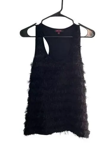 GLO Y2K Women's XL Black Fuzzy Racerback Tank Top Sleeveless Deadstock Vintage Size undefined