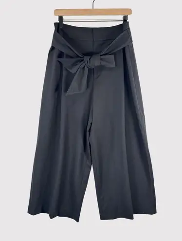 Club Monaco Womens Pants Black Izabelah Culottes Wide Leg Wool Waist Tie Size 10