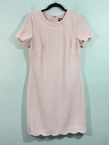 Karl Lagerfeld  Women's Blush Pink Pearl Neckline Short Sleeve Dress