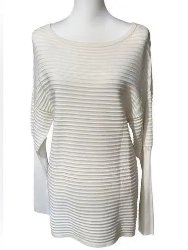 Katherine Barclay NWT  White Ribbed Long Sleeve Shirt Sz XS