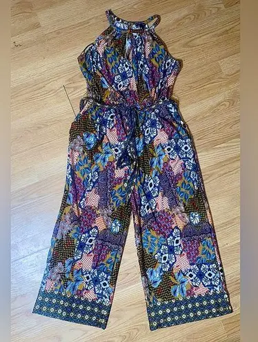 🏷️🏷️EUC Large NEW DIRECTIONS MULTI COLORED PATTERNED CROPPED JUMPSUIT PANTSUIT