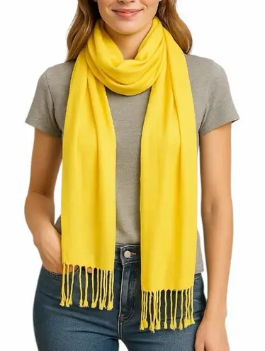 Women’s Bundle 3 Oblong Scarfs Solid Bright Jewel Colors Yellow Red Rose Pink