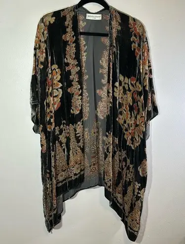 Pants Store burnout velvet ruana floral‎ flowy boho kimono gray grey one size Size undefined