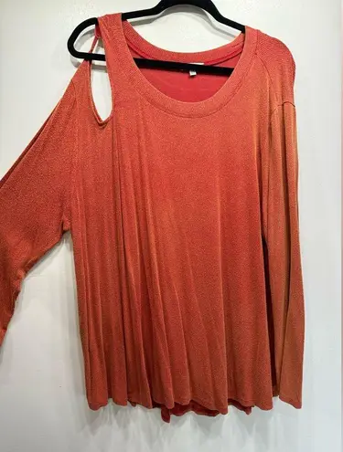 White Birch NEW Rust Orange Asymmetric Tunic with Shoulder Cutout Size 3XL